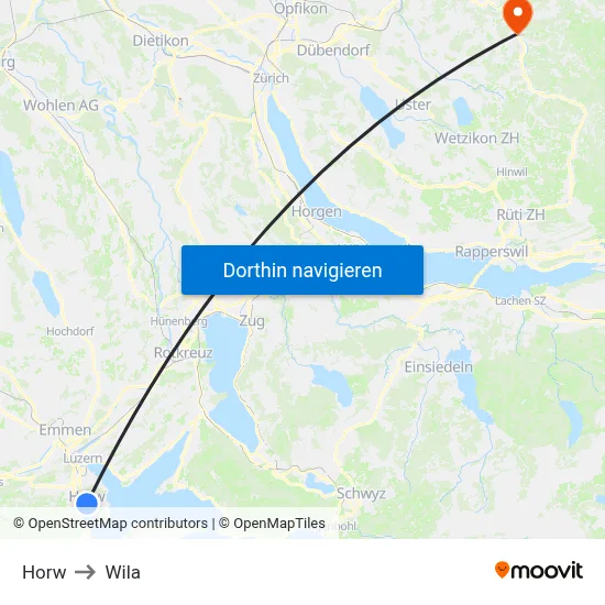 Horw to Wila map
