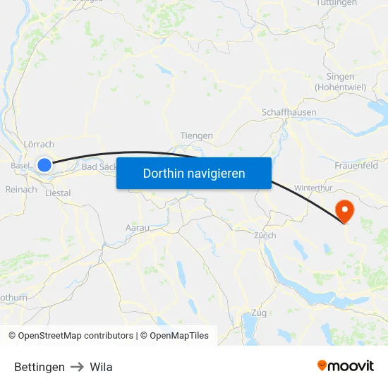 Bettingen to Wila map