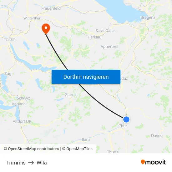 Trimmis to Wila map