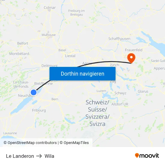 Le Landeron to Wila map