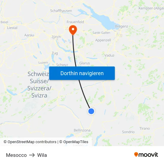 Mesocco to Wila map
