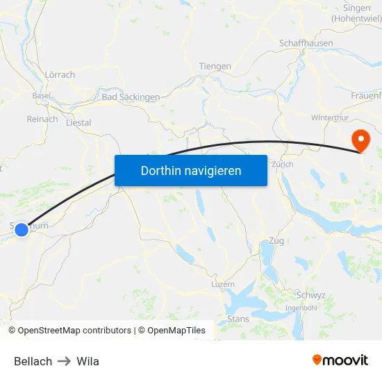 Bellach to Wila map