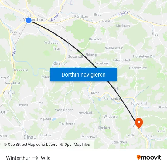 Winterthur to Wila map