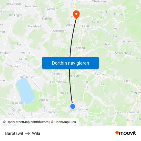 Bäretswil to Wila map