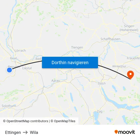 Ettingen to Wila map