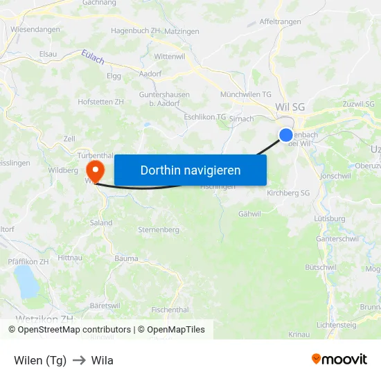 Wilen (Tg) to Wila map