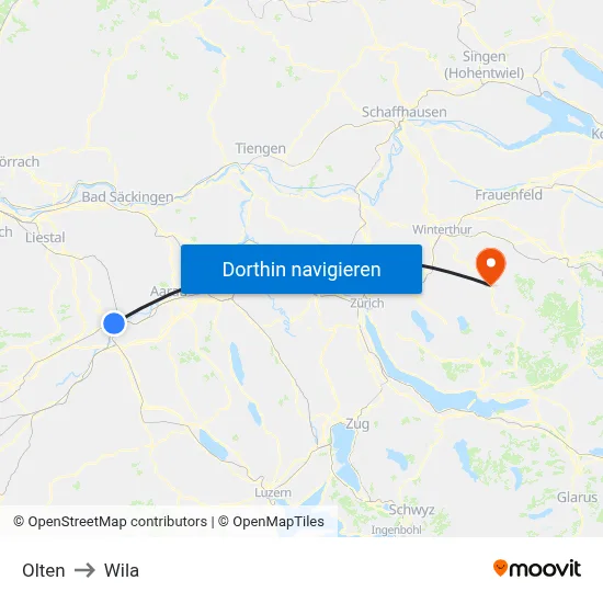 Olten to Wila map