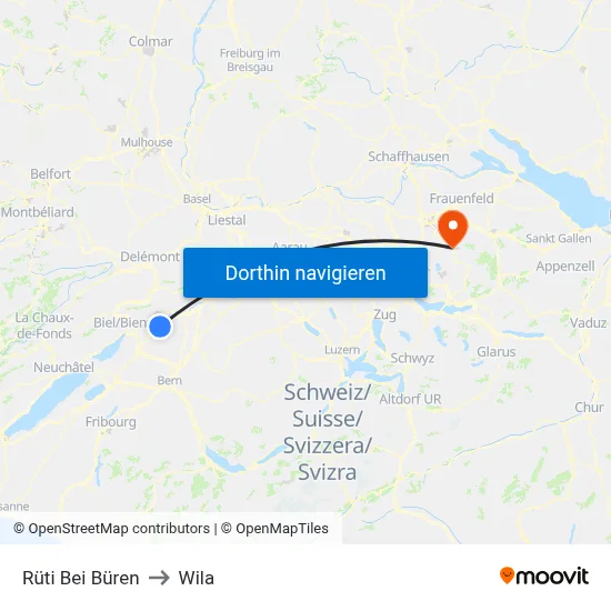 Rüti Bei Büren to Wila map
