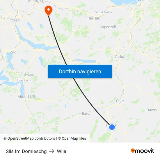 Sils Im Domleschg to Wila map