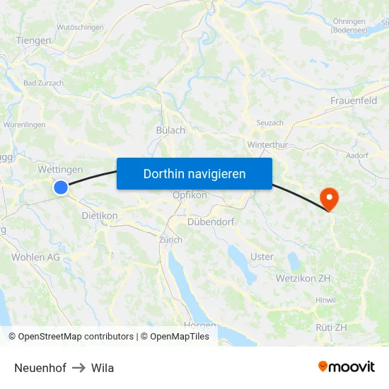 Neuenhof to Wila map
