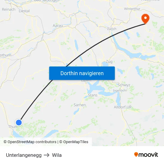 Unterlangenegg to Wila map