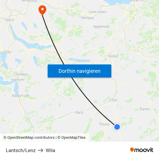 Lantsch/Lenz to Wila map