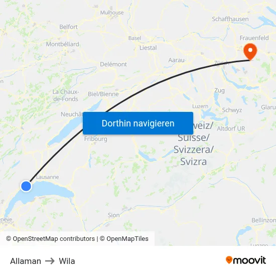Allaman to Wila map