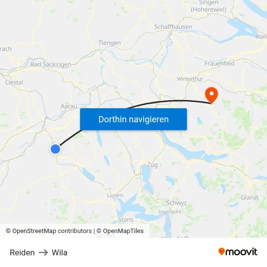 Reiden to Wila map