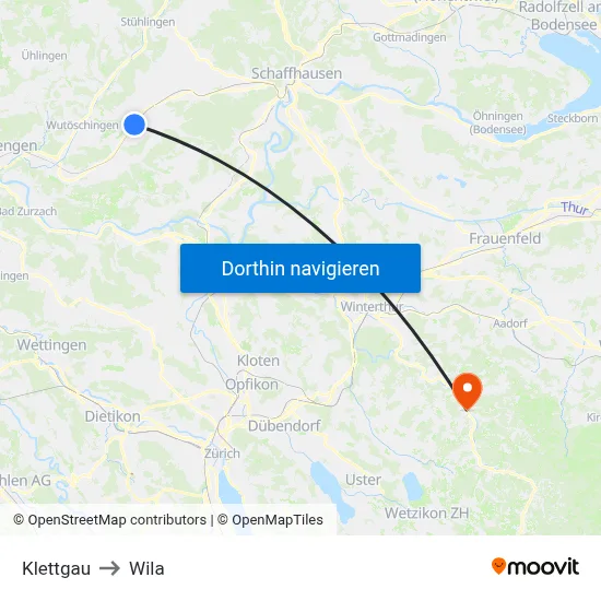 Klettgau to Wila map
