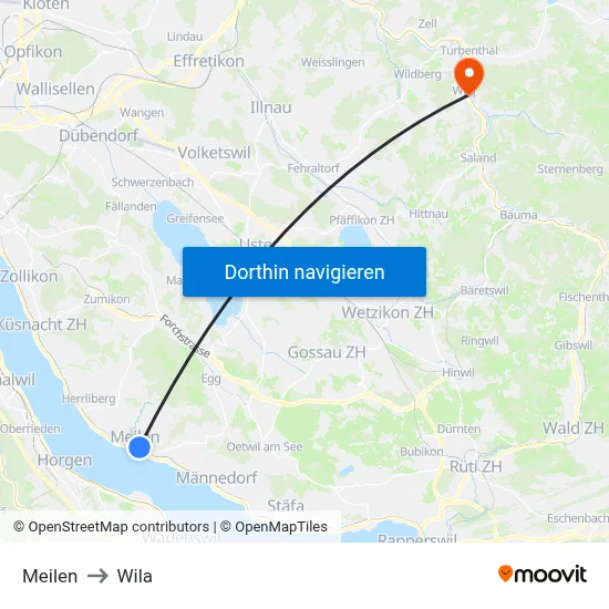 Meilen to Wila map