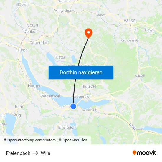 Freienbach to Wila map