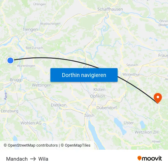 Mandach to Wila map