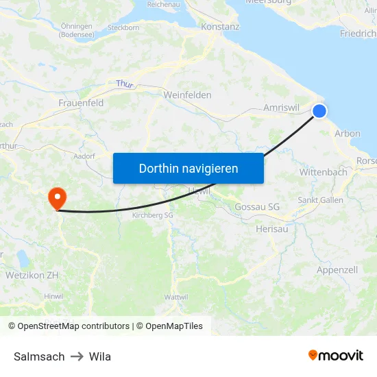 Salmsach to Wila map