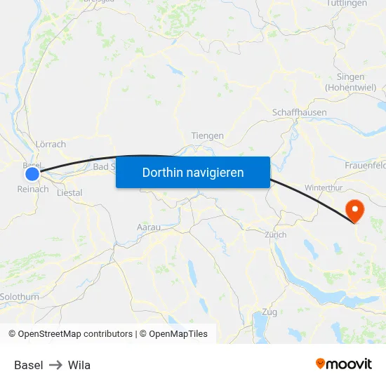 Basel to Wila map