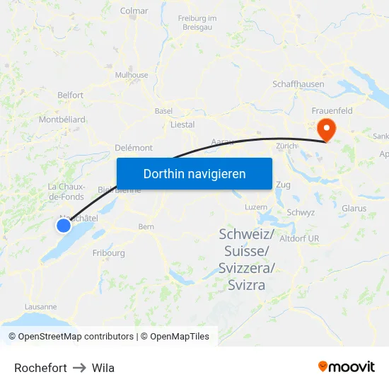 Rochefort to Wila map