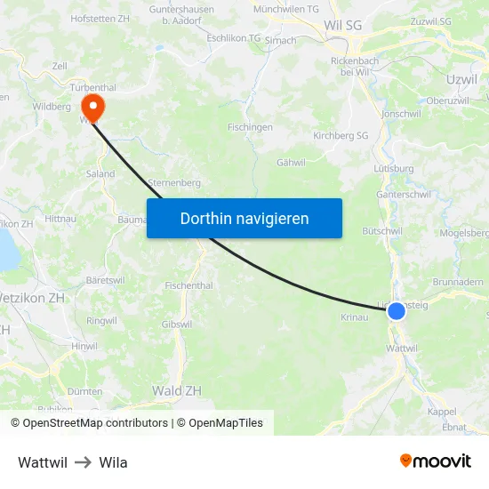 Wattwil to Wila map