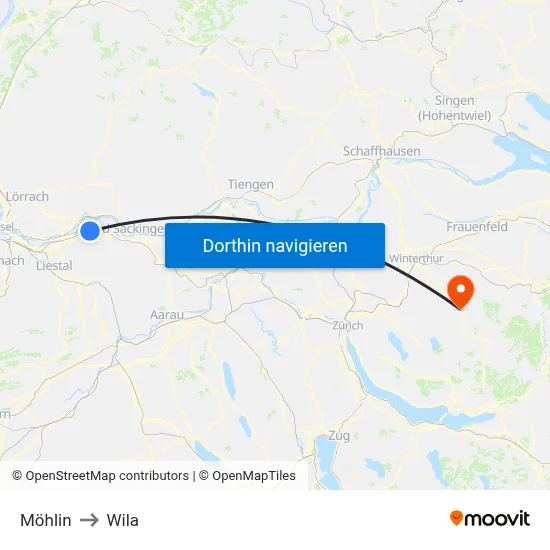 Möhlin to Wila map