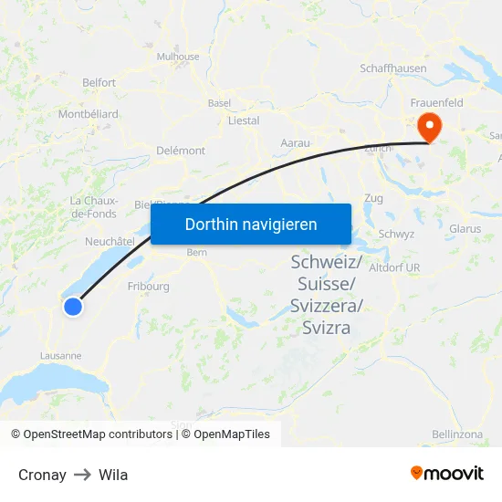 Cronay to Wila map