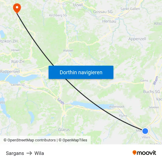 Sargans to Wila map