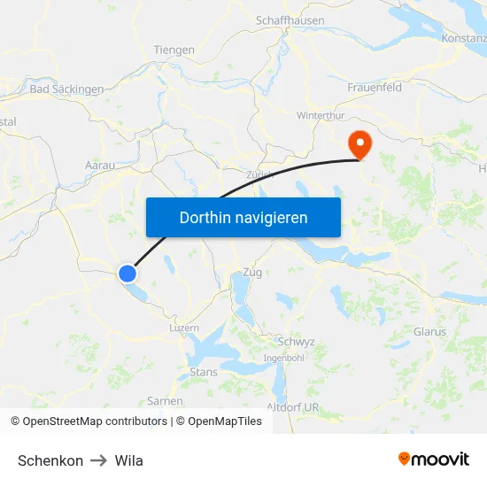 Schenkon to Wila map