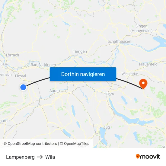 Lampenberg to Wila map