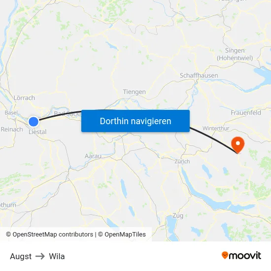 Augst to Wila map