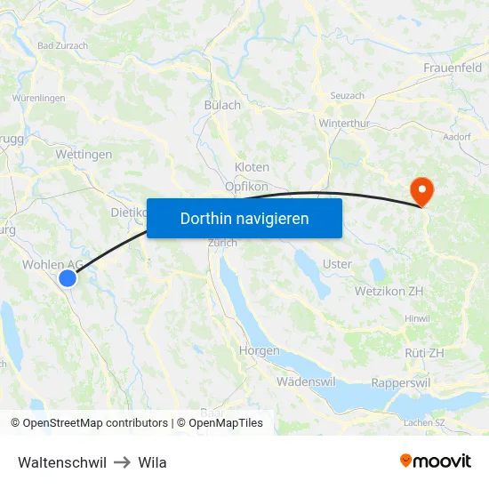 Waltenschwil to Wila map