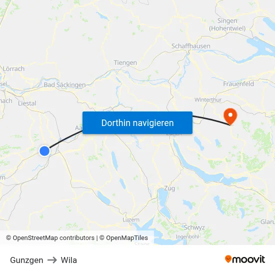 Gunzgen to Wila map