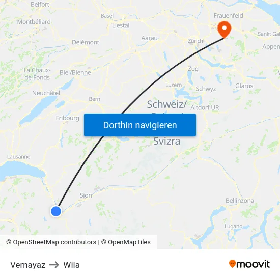 Vernayaz to Wila map