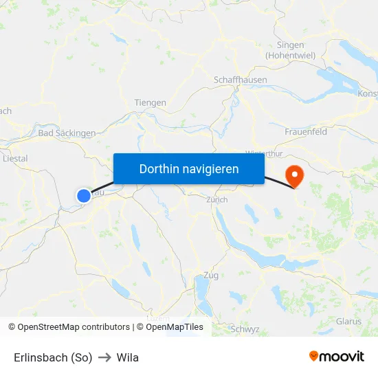 Erlinsbach (So) to Wila map