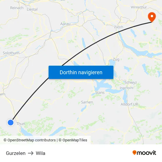 Gurzelen to Wila map