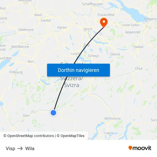 Visp to Wila map