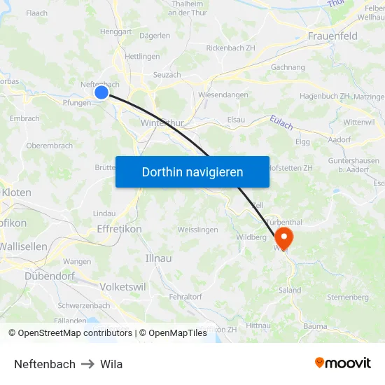 Neftenbach to Wila map