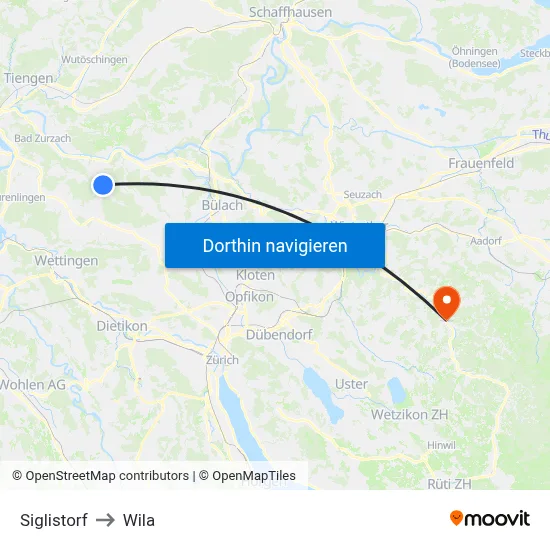 Siglistorf to Wila map