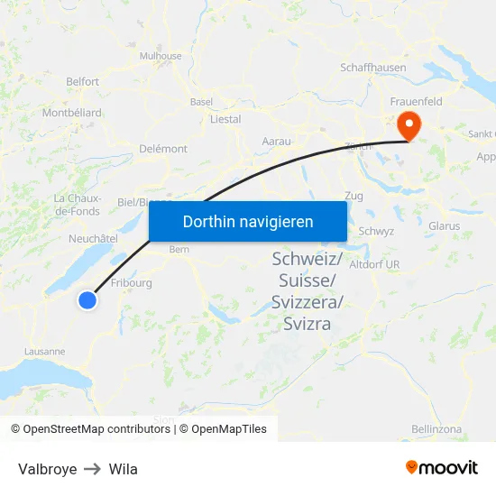 Valbroye to Wila map