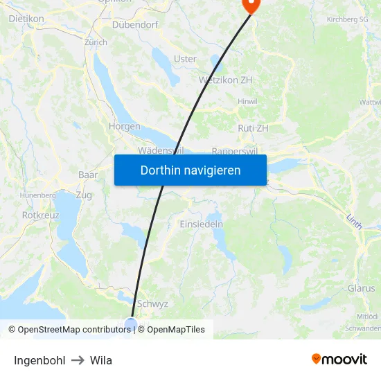 Ingenbohl to Wila map