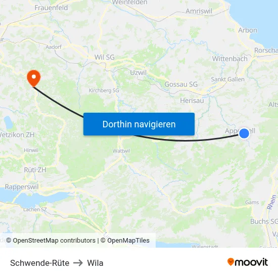 Schwende-Rüte to Wila map