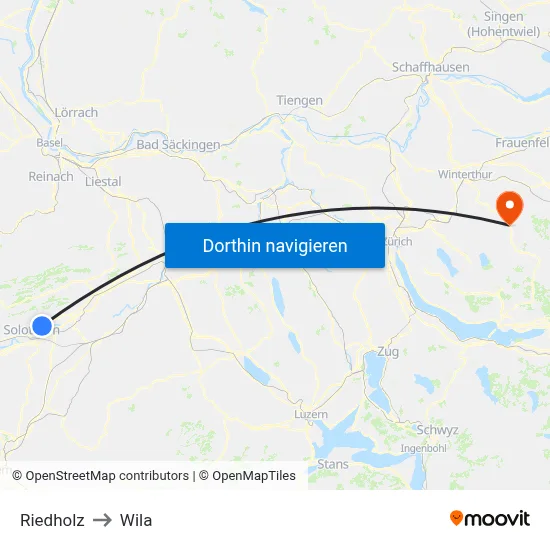 Riedholz to Wila map