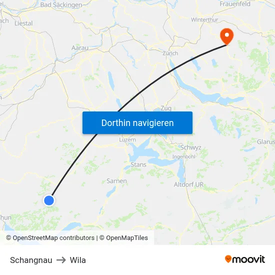 Schangnau to Wila map