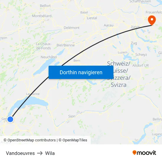 Vandoeuvres to Wila map