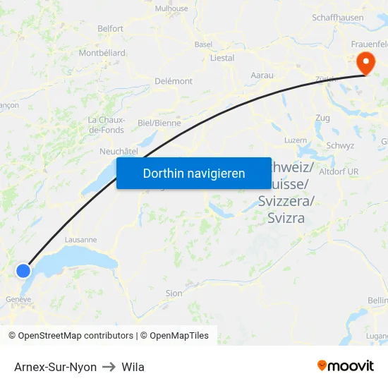 Arnex-Sur-Nyon to Wila map