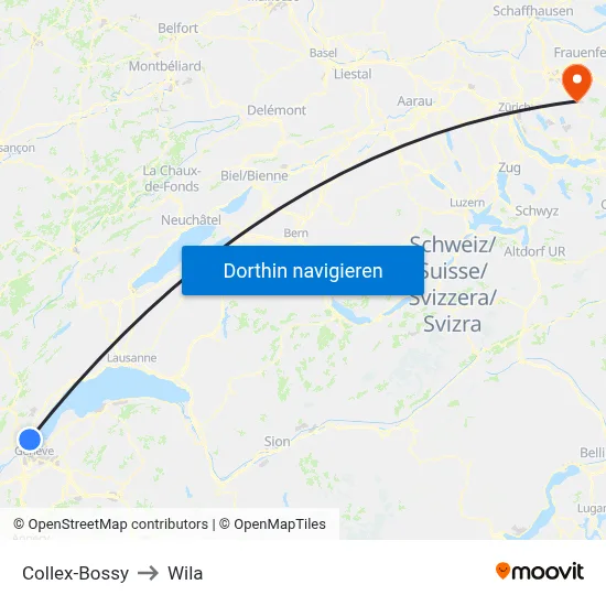 Collex-Bossy to Wila map