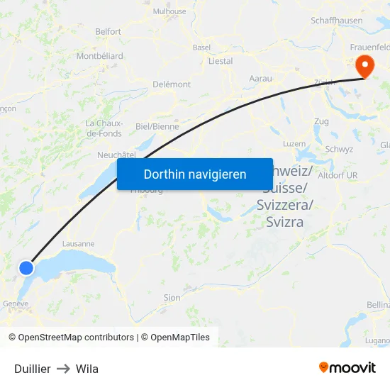 Duillier to Wila map