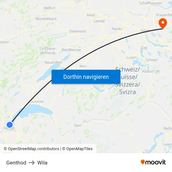 Genthod to Wila map
